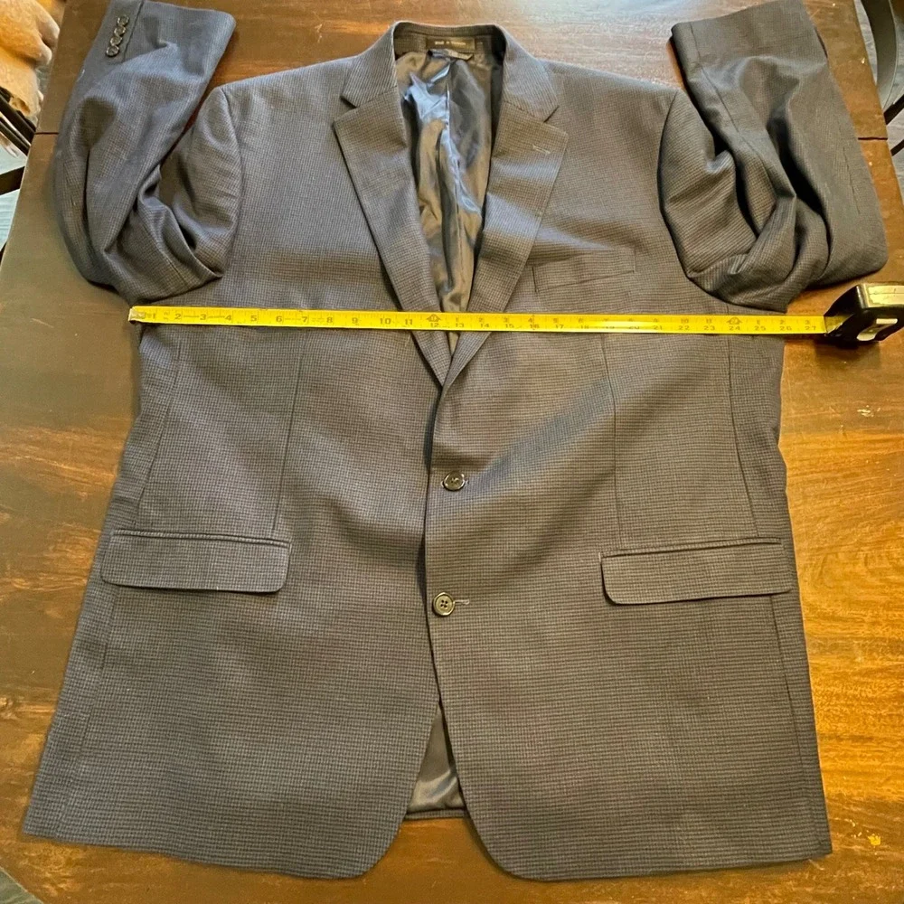 Lauren Ralph Lauren Mens 50L Navy Blue Micro Houndstooth‎ 2-Button Blazer Jacket